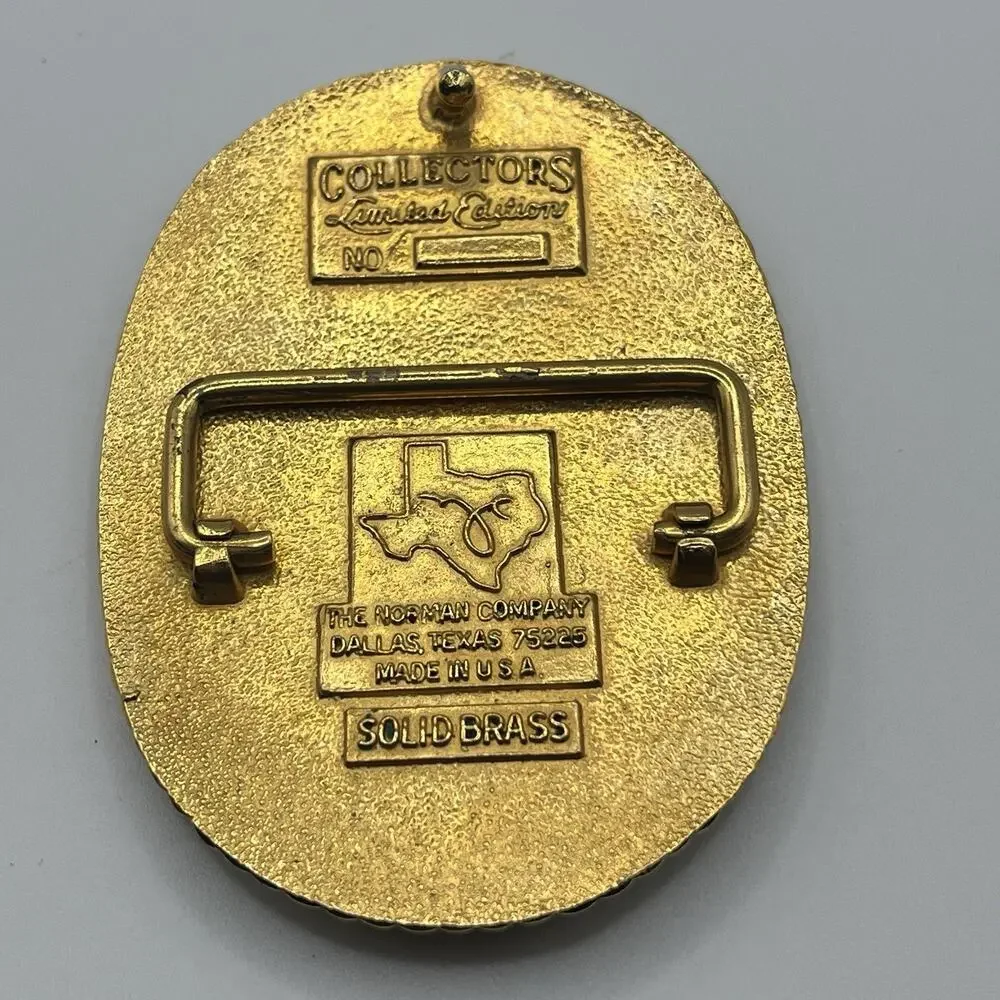 Vintage Texas State Rifle Association TSRAF Life Member Solid Brass Belt Buckle